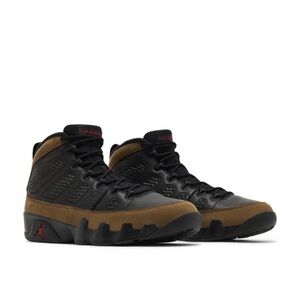 Air Jordan 9 Retro Men’s High-Top Sneakers in Black and Brown with Red Accent